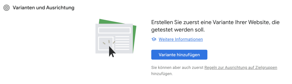 abtest mit google optimize variante anlegen