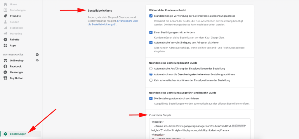 Google Tag Manager mit Shopify am Ende des Checkouts verwenden