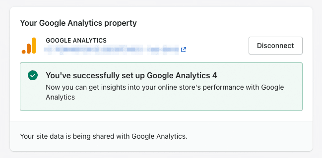 Erfolgreich Google Analytics 4 mit Shopify verbunden