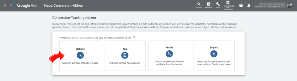 Website-Conversion-Tracking in Google Ads