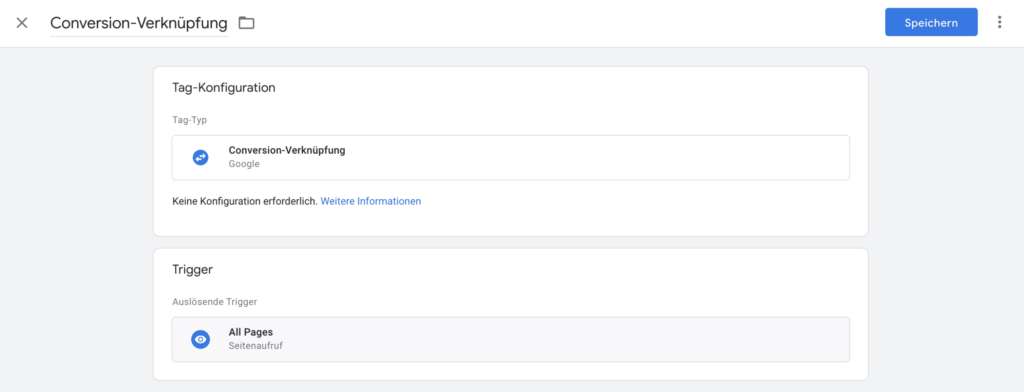Conversion-Verknüpfung Tag im Google Tag Manager