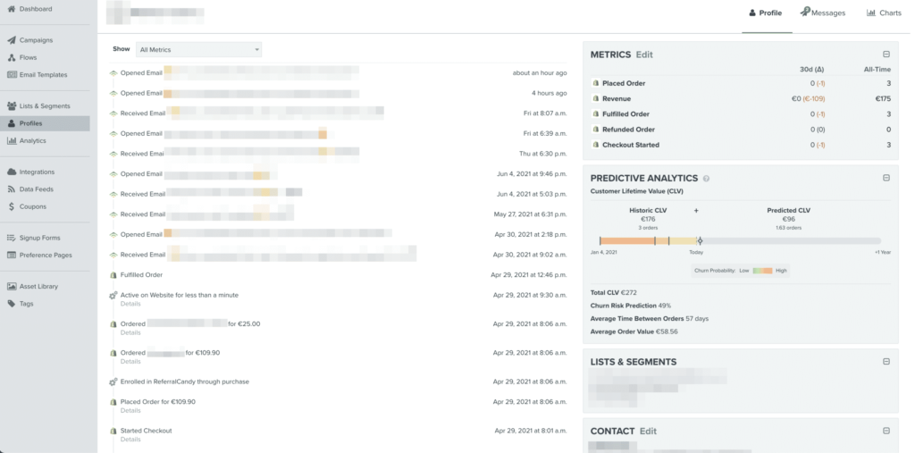 Klaviyo Profilansicht als CRM