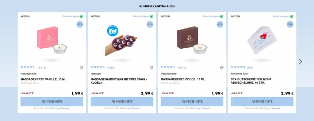 Produktempfehlungen im Warenkorb von EIS.de zur Online Shop Optimierung