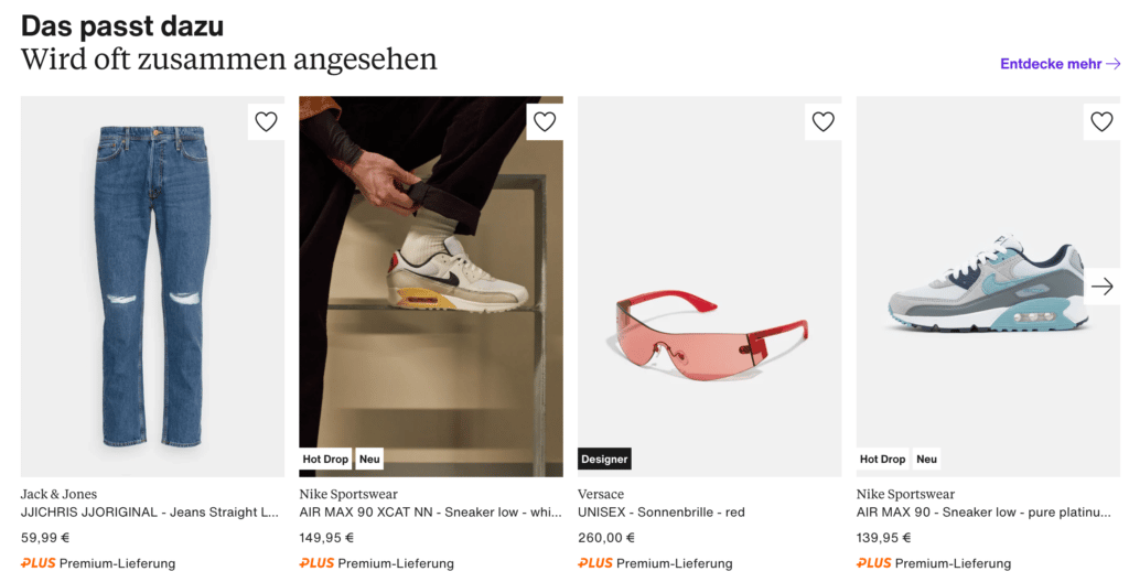 Bei Zalando werden immer passende Kleidungsstücke vorgeschlagen