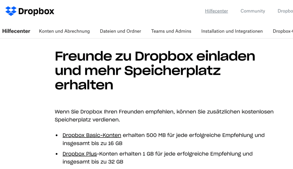 Einer der erfolgreichsten Growth Hacks: Dropbox