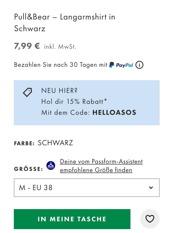 CTA-Button Asos