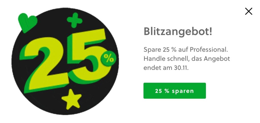 Zeitliche Verknappung eines CTA bei Evernote