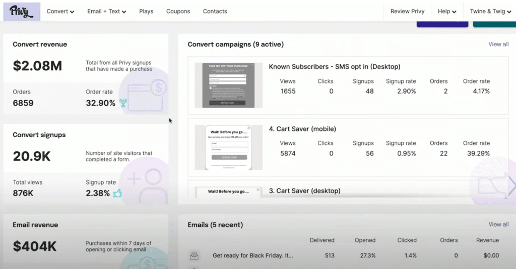 Privy ist eine einfach zu bedienende und mächtige E-Mail- und SMS-Marketing-App