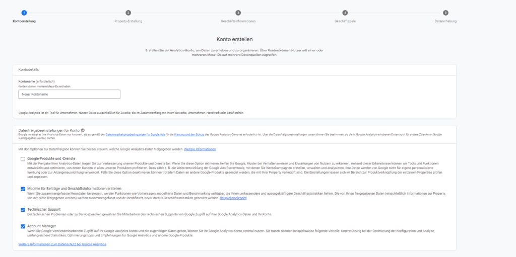 Google-Analytics-Account erstellen