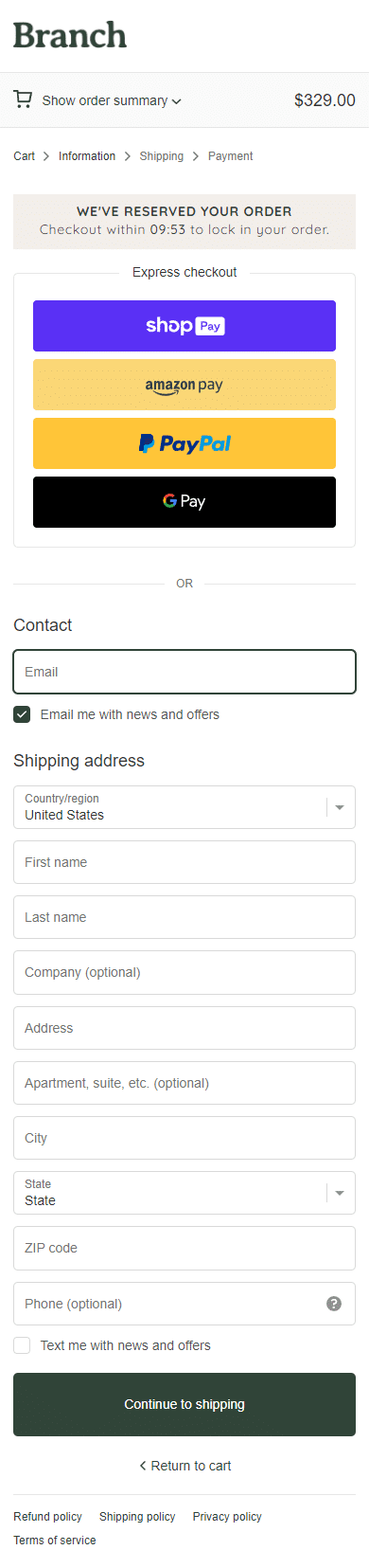 Swipe file branch mobile checkout - Branch