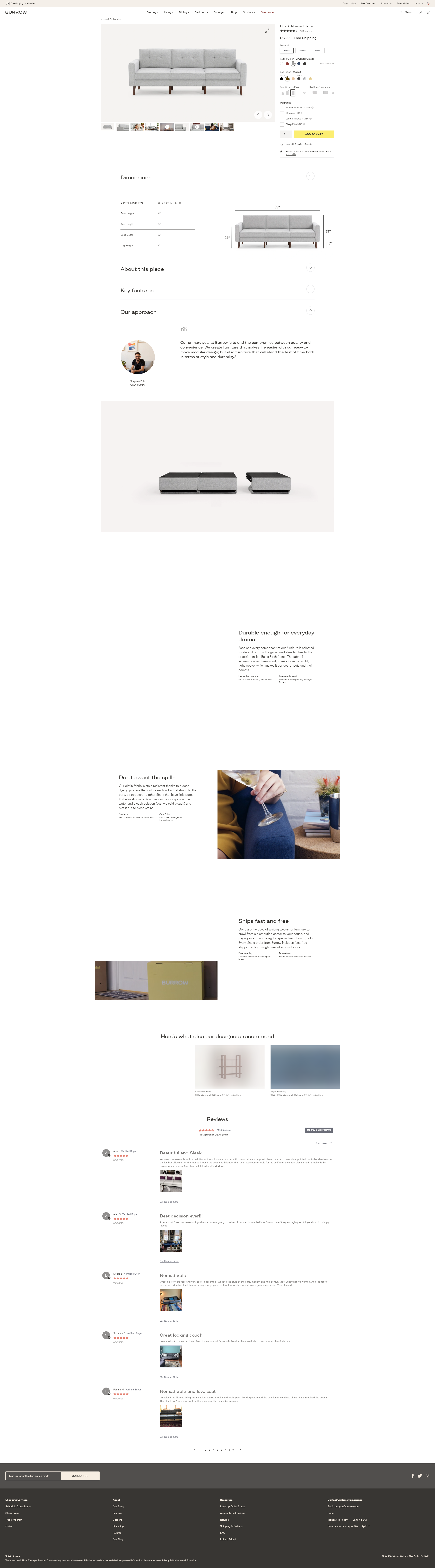 Swipe file burrow desktop pdp - Burrow