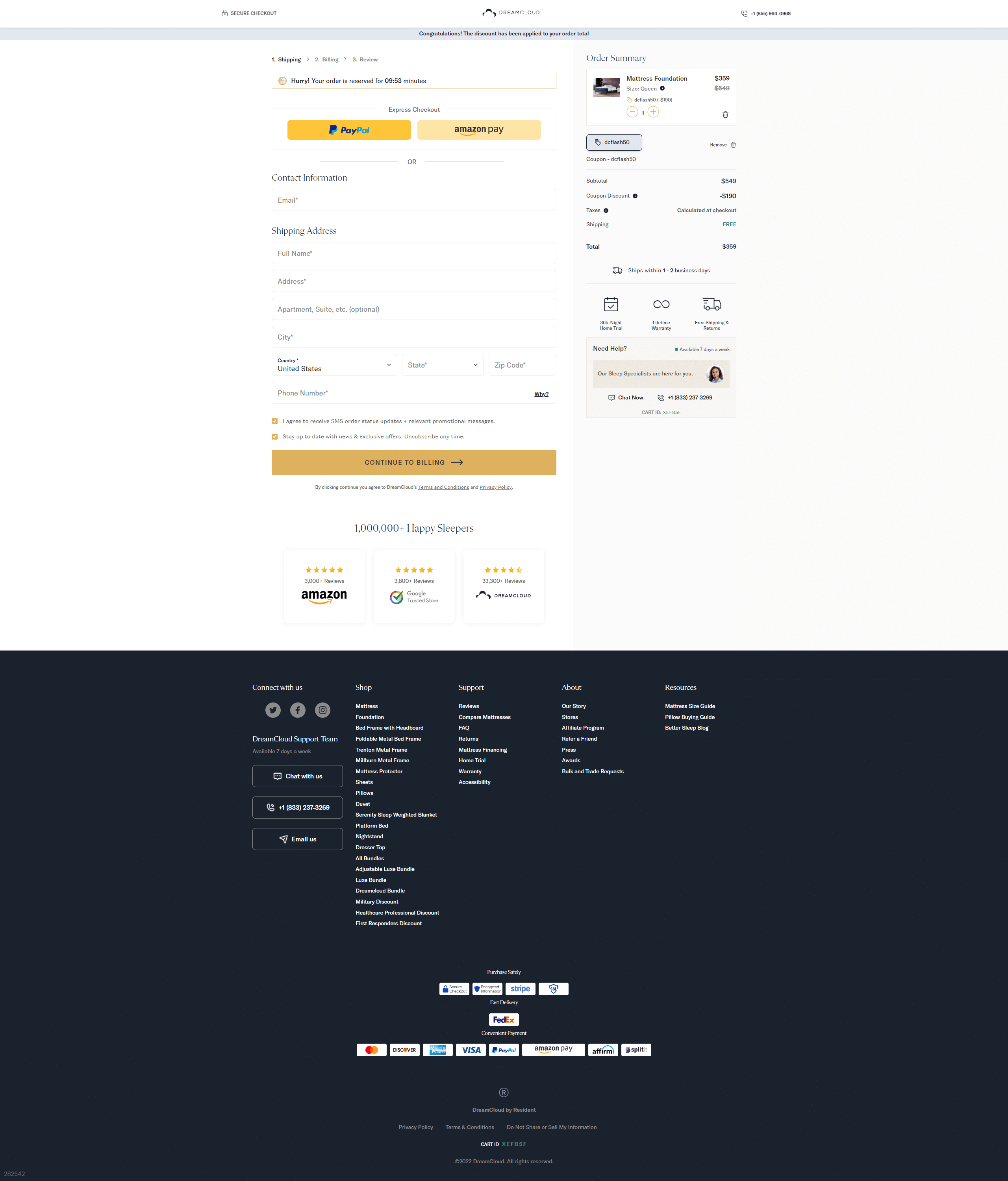 Swipe file dreamcloudsleep desktop checkout - Dreamcloud