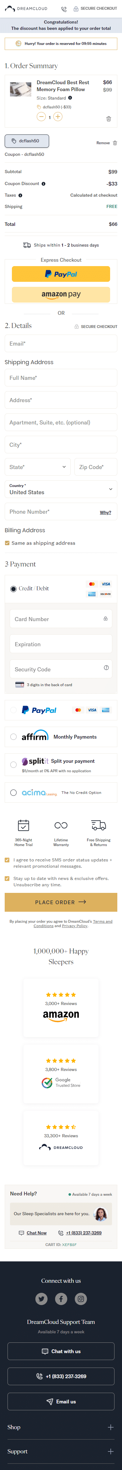 Swipe file dreamcloudsleep mobile checkout - Dreamcloud