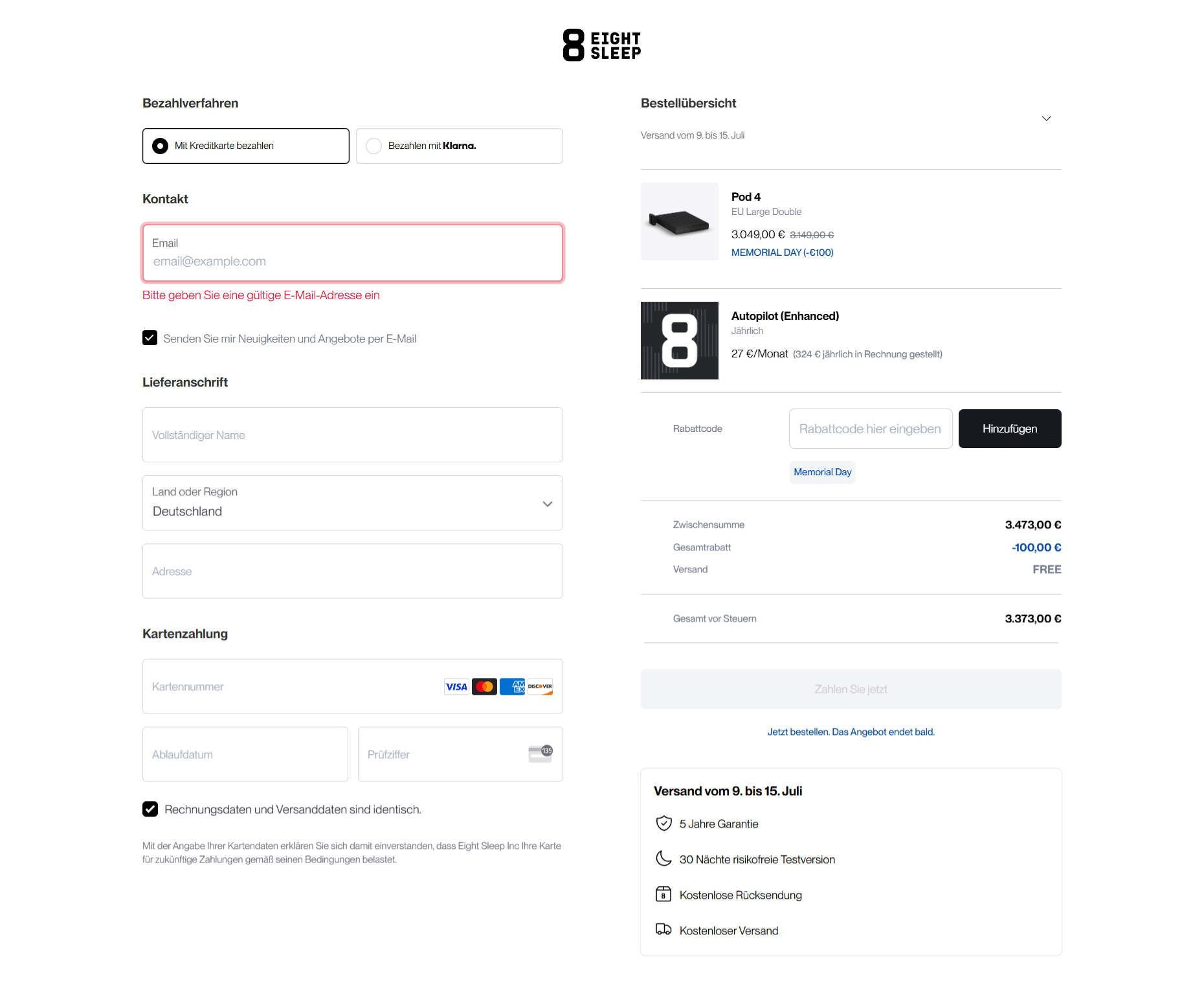 Swipe file eightsleep desktop checkout - 8Eightsleep