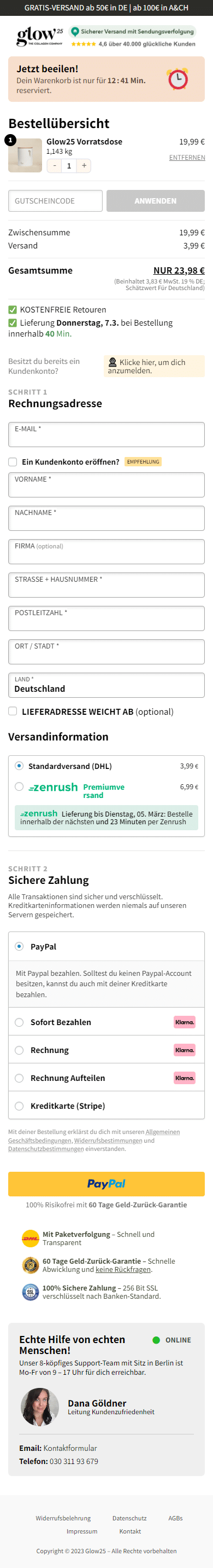 Swipe file glow mobile checkout - Glow 25
