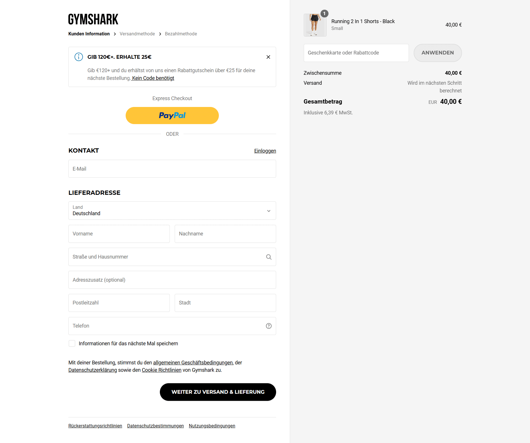 Swipe file gymshark desktop checkout - Gymshark