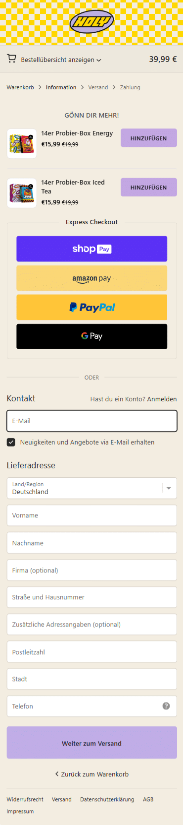 Swipe file holy mobile checkout - Holy
