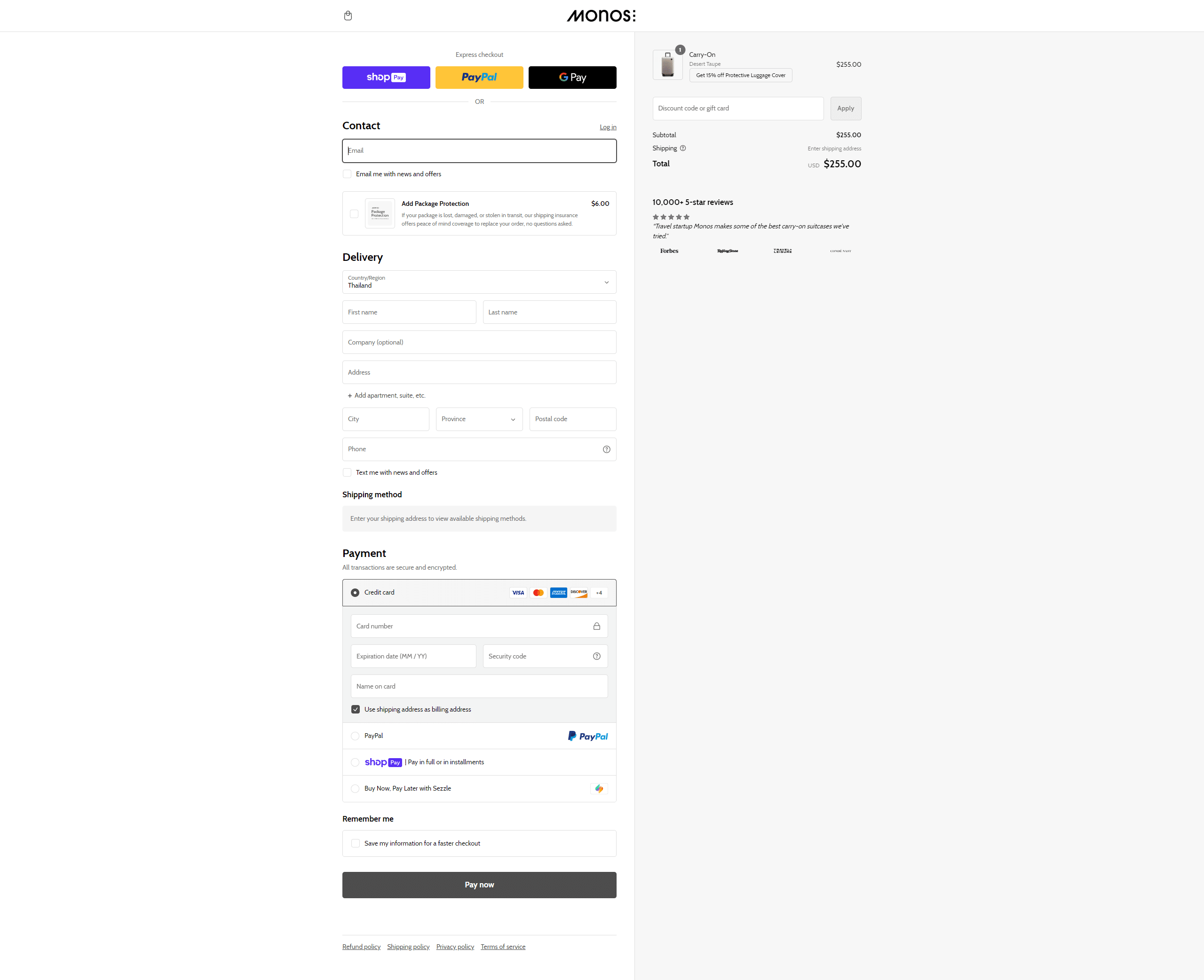 Swipe file monos desktop checkout - Monos