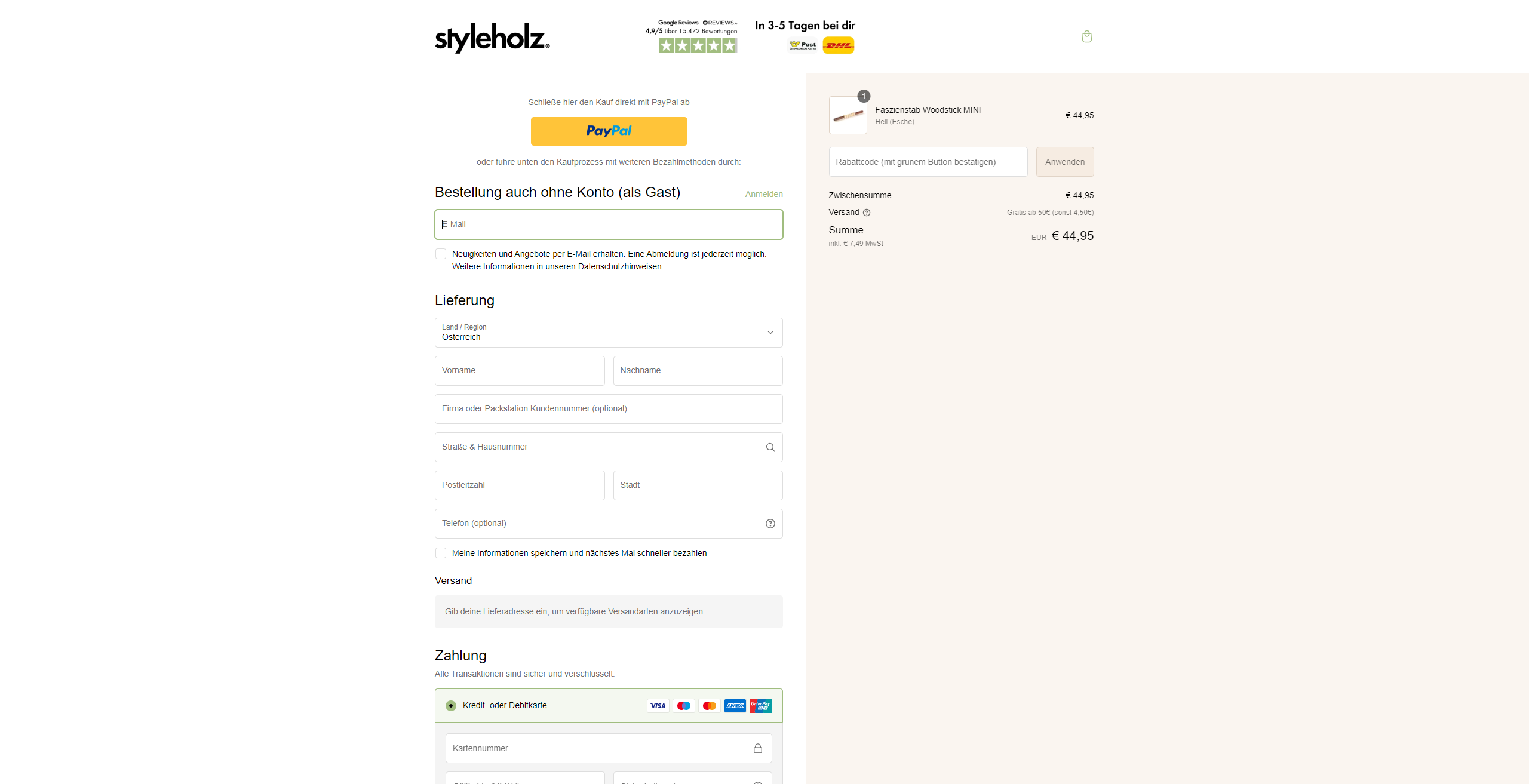 Swipe file styleholz desktop checkout - Styleholz
