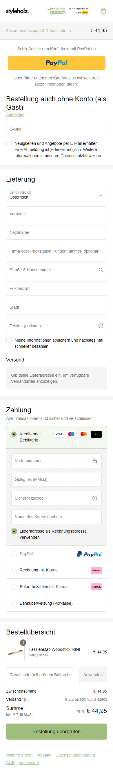 Swipe file styleholz mobile checkout - Styleholz