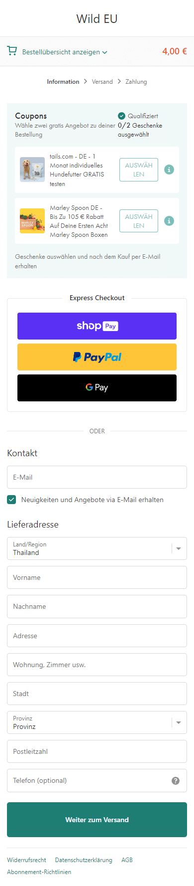Swipe file wild mobile checkout - Wild